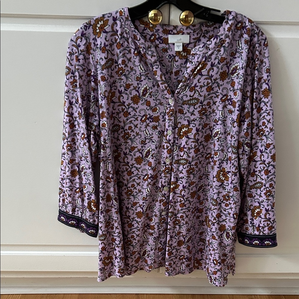 J. Jill Lavender Floral Blouse